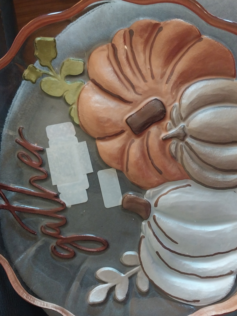 Mud Pie Orange and White Pumpkin Decorative Platter